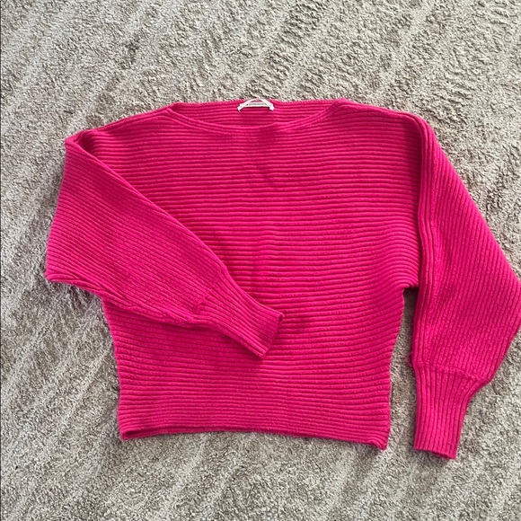 By Anthropologie Ribbed Pullover Pink Wide Neck Sweater Small - Picture 9 of 14